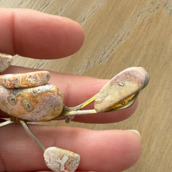 Vintage Handcrafted Stone Roadrunner Brooch Pin Silver Tone - Picture 10 of 11